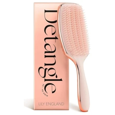 Image of Detangling 9 Row Curly Hair Brush For Wet or Dry Styling &amp; Shaping Detangle Smooth Women 3c 4c Hair, Rose Gold