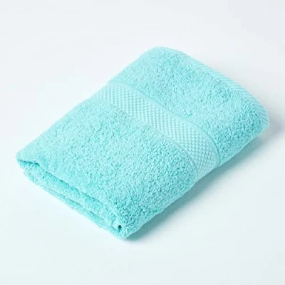 Image of HOMESCAPES Aqua Turkish Cotton Guest Towel Super Soft Thick &amp; Absorbent 500 GSM Heavy Weight for everyday Luxury