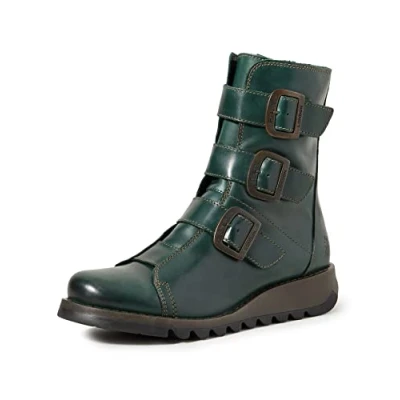 Image of Fly London Women&#039;s SCOP110FLY Biker Boots,Petrol,4 UK