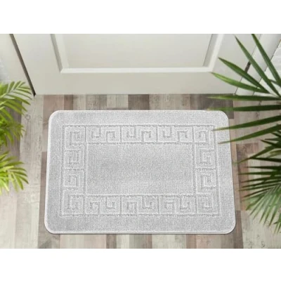Image of THL Non Slip Rug Gel Backed Runner Carpet Plain Solid Colour Normal Pile Floor Mat Door (Silver, 60 x 110 cm)