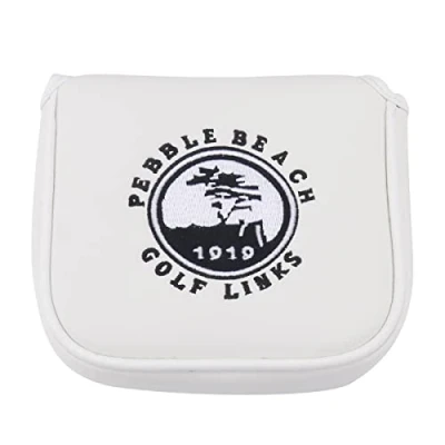 Image of HISTAR Pebble Beach Magnetic Closure Golf Square Mallet Shaped Putter Cover for Scotty Cameron (White)