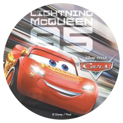Image of Dekora Lightning McQueen Birthday Cake Topper Cars Edible Wafer Disc Sugar Free, Gluten Free and Vegan Diameter 20 cm