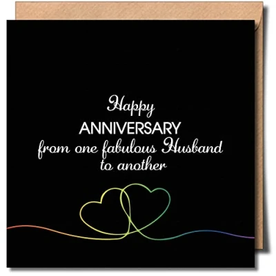 Image of Husband to Anniversary greeting Card Mr &amp; Same sex Gay LGBTQIA+ LGBT 150mm x Premium 300gsm