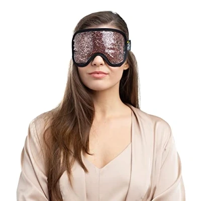 Image of Zhu Glitter Gel Hot &amp; Cold Eye Mask Therapeutic Soothing Relief for Migraines, Sinus Pain, Tension Headaches, Allergies, Puffy and Tired Eyes Rose Gold