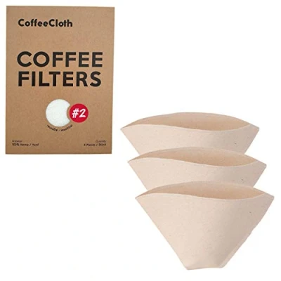 Image of Earthtopia 3 Pack Reusable Cloth Coffee Filters 100% Organic Cotton Eco Friendly Cone for Machines and Pour Over Permanent (No. 2)