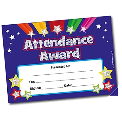 Image of 40 Holographic Sparkly Attendance Award Childrens Pupils School Reward Certificates A5 Primary Teaching Services