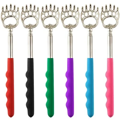Image of FEPITO 6 Pack Extendable Telescopic Back Scratcher, Stainless Steel Scratcher Massager Tool with Soft Rubber Grip for Body Massage