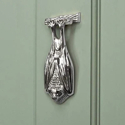 Image of Bright Chrome Bat Door Knocker