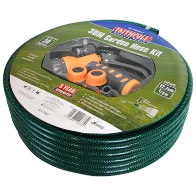 Image of Faithfull FAIHOSE30AV 30 Metre Hose Kit with 3 Fittings and Multipattern Spray Gun