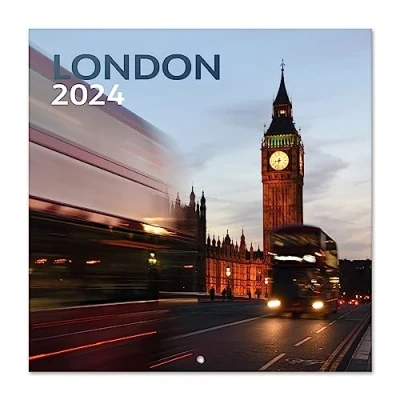 Image of Grupo Erik London Wall Calendar 2024 12&quot; x 12 Month Planner Square Family Gifts