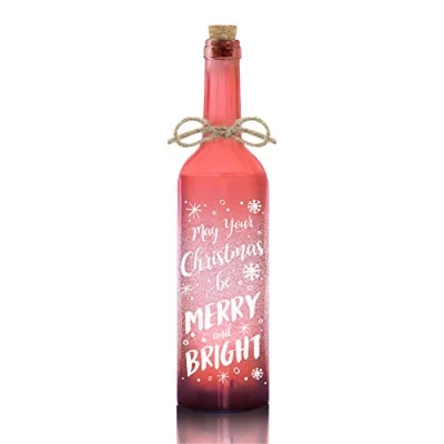 Image of The Leonardo Collection LED Bottle Red Christmas