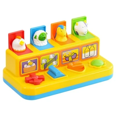 Image of Farm Yard Toy Animals Baby Toddler Multicolor Pop Up Friends Learning Activity Twisting For Ages 18 Months +