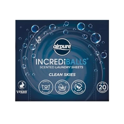 Image of airpure INCREDiBALLS Laundry Detergent Sheets Scented Clean Skies