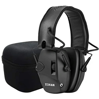 Image of ZOHAN Electronic Shooting Earmuffs, Active Noise Reduction Safety Earmuff, Tactical Headset Sound Amplification Hearing Protection for Hunting Case Black, NRR 22dB