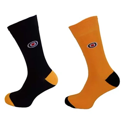 Image of Mazeys Mens 2 Pair Pack of Retro Mod Target Socks (7 11, Mustard/Black)
