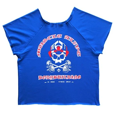 Image of Muscle Alive Mens Bodybuilding Rag Top Workout Terry Cotton T Shirts MA Blue XXL