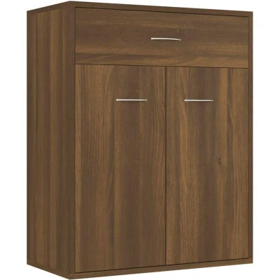 Image of vidaXL Engineered Wood Sideboard Versatile and Practical with Adequate Storage Space, Brown Oak Finish Designed for Compact Living Rooms, Bedrooms, Offices