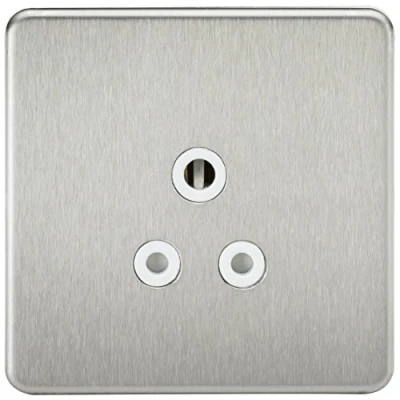 Image of Knightsbridge SCREWLESS 5A UNSWITCHED SOCKET BRUSHED CHROME WITH WHITE INSERT SF5ABCW