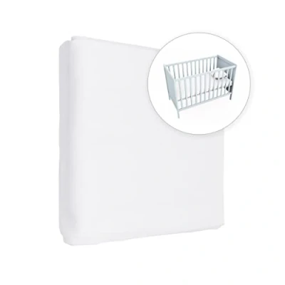 Image of Jersey 100% Cotton Fitted Sheet for 120 x 60 cm Toddler Baby Cot Bed Mattress (White)