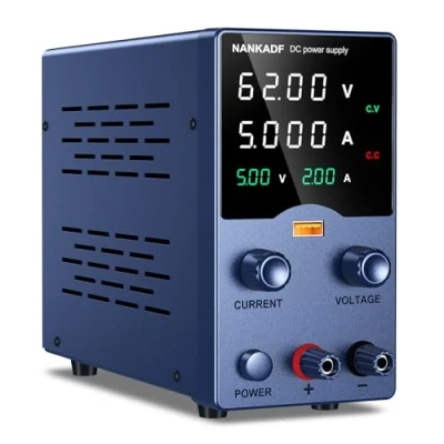Image of NANKADF DC Power Supply Variable,0 60V 0 5A Adjustable Switching Regulated with Encoder Adjustments Knob, Bench USB Quick Charge Interface