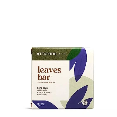 Image of ATTITUDE Hand Wash Soap Bar, EWG Verified, Vegan and Plastic free Body Care, Herbal Musk, 113 grams
