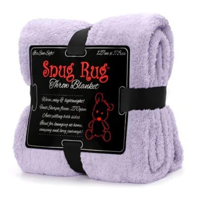 Image of Snug Rug Lavender Blanket Sherpa Fleece Fluffy Luxury For Sofa Blankets Warm Winter Soft Throws 127 x 178cm (50&quot;x 70&quot;)
