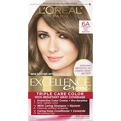 Image of L&#039;Oreal Paris Excellence Creme Hair Color, 6A Light Ash Brown