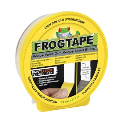 Image of FrogTape Delicate Surface Washi Paper Masking Tape Clean Edges and Precise Lines Dimensions: 24 mm x 41.1m Yellow