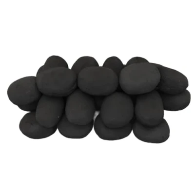 Image of 30 Black Gas Fire Pebbles. Made in UK Suitable for LPG Living Flame Fires Replacement Fire/Bio Fuel Ceramic Pebbles