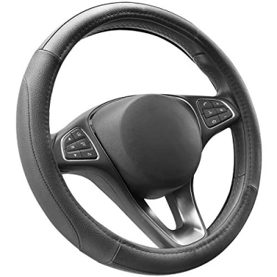 Image of COFIT Microfiber Leather Steering Wheel Cover Breathable Anti slip Universal Protective Wrap Car Interior Decor Accessories Size M 37 38cm Black