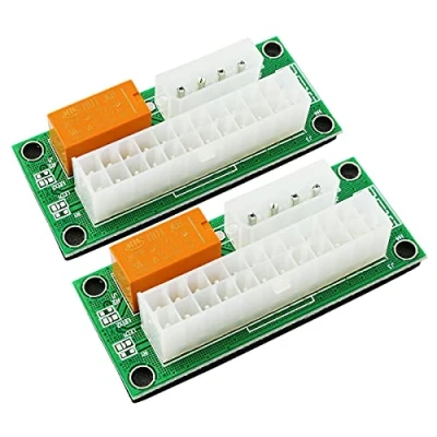 Image of ZYAMY 2pcs Add2psu ATX 24 pin to Molex 4Pin Connector Dual PSU Multiple Power Supply Adapter Synchronous Boot Card