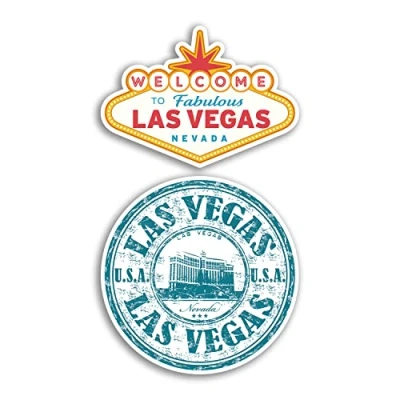 Image of 2 x 10cm Las Vegas Vinyl Stickers America USA United States Casino Party Holiday City Travel Gift #78527