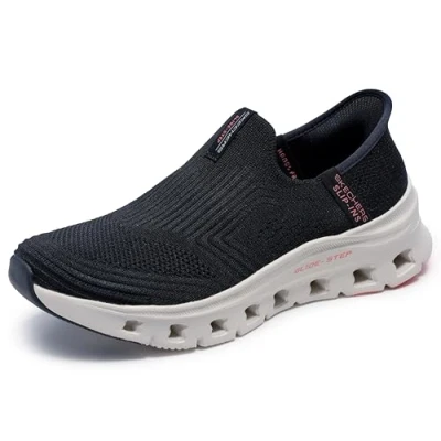 Image of Skechers Glidestep PRO Slipons, Women&#039;s, Size: 6, Black/pink Textile