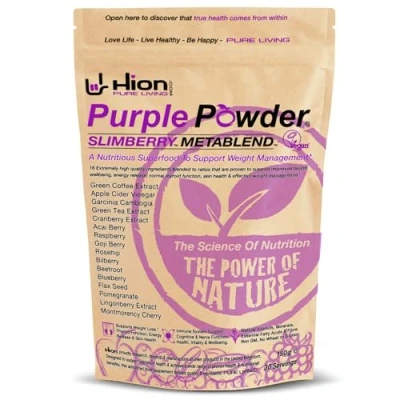 Image of Hion Purple Powder SLIMBERRY METABLEND 30 Servings Award Winning “Best Weight Management Supplement Vegan, Alkaline, &amp; Gluten Free