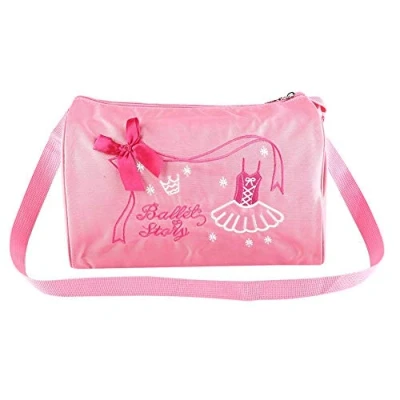 Image of Dance Bag, Ballet Nylon Embroidered Tote Large Capacity Shoulder Bag for Gym Kids Sports Girl(Pink)