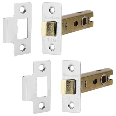 Image of Decoranddecor 2.5 Inch Tubular Mortice Latch for Internal Doors, Fire Rated (2 Pack, 44 64mm, Polished Chrome)