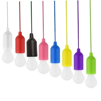 Image of Liummrcy Pull Cord Light Bulb Battery Operated LED Hanging Lamp On Rope 8PCS garden (No Battery)