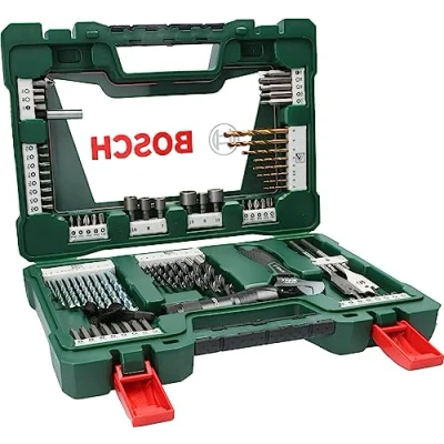 Image of Bosch 83 pcs. Titanium Drill and Screwdriver Bit Set V Line (with LED Torch Adjustable Spanner, for Wood, Masonry Metal, Accessories Drills Screwdrivers)