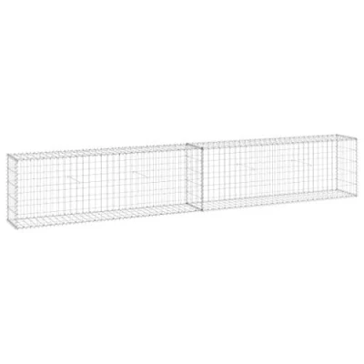 Image of vidaXL Gabion Wall with Galvanised Steel, Versatile Outdoor Barrier, 300x30x50 cm, Silver Coloured, for Residential or Commercial Landscape Design