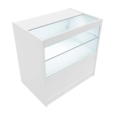 Image of White Shop Counter LED Light C 900mm Lockable Sliding Doors 2
