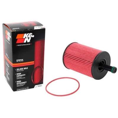 Image of K&amp;N Oil Filter High Performance Series Compatible with Audi, Seat, VW (HP 7031), red