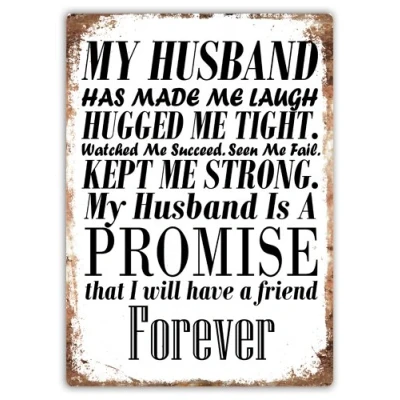 Image of My Husband Metal Wall Sign Plaque Art Inspirational