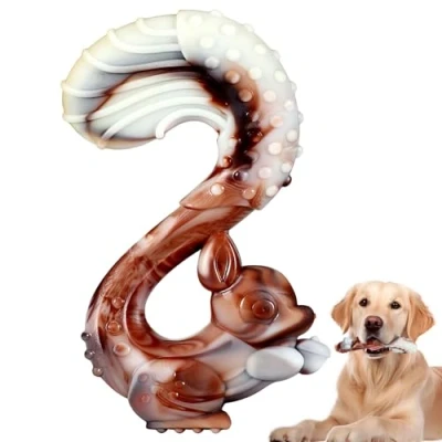 Image of Herspany Dog Chew Toys, Long Lasting Beef Flavour Nylon Indestructible Toys for Aggressive Chewers, Medium and Large Dogs (Squirrel)