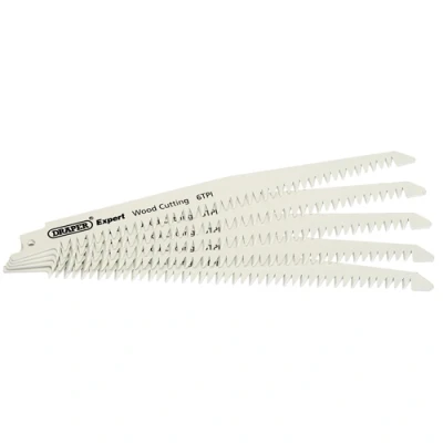 Image of Draper Expert 300mm 6tpi Bi Metal Reciprocating Saw Blades for Wood Cutting Pack of 5