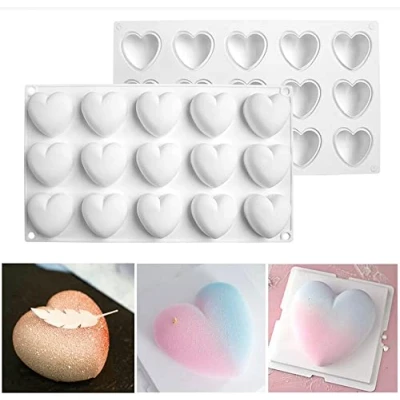 Image of Square Silicone Mold molds Christmas Resin Concrete Putty Candle Moulds 3D Mould Sphere Tray 15 Holes Heart