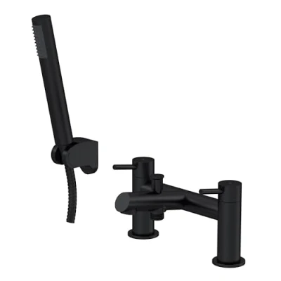 Image of Round Minimalist Bath Shower Mixer Tap with Kit Matt Black Balterley
