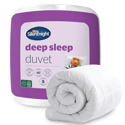Image of Silentnight Deep Sleep Double Duvet 15 Tog Thick Heavy Warm Soft and Comfortable Winter Quilt Perfect for Cold Nights Hypoallergenic Machine Washable 200x200cm , White