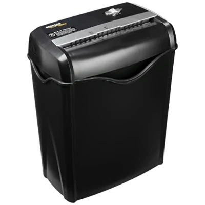 Image of Amazon Basics 5 6 Sheet Cross Cut Paper and Credit Card Shredder with 14.3L Bin for Business &amp; Home Office Use Reverse Function, Black