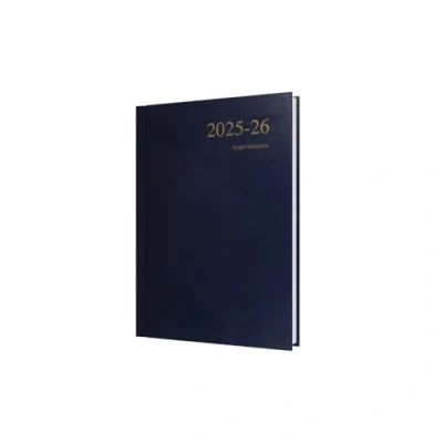 Image of Collins &#039;Essentials&#039; 12 Month Mid/Academic Year Planner, July 2025 2026 Day to Page Appointments Diary, A5 Hard Cover, Dark Blue
