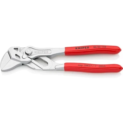 Image of Knipex pliers wrench and a in single tool chrome plated, plastic coated 150 mm (self service card/blister) 86 03 SB